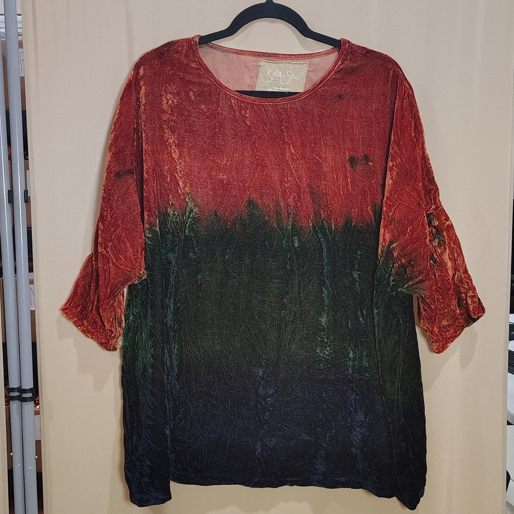 Kyla Seo Crushed Velvet Women S Ombre Silk Blend Boho Chic Handmade Oversized